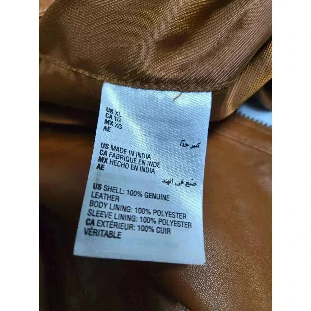 Tasso Elba Men's Brown Genuine Leather Jacket Zip Warm Winter Coat Size M - Picture 8 of 8